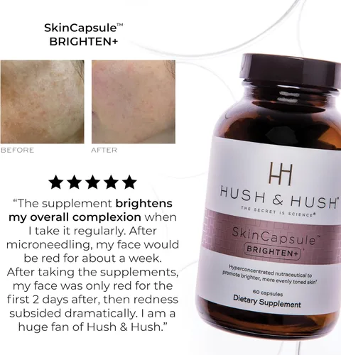 Vista 5 de Hush & Hush Suplemento de vitamina C para aclarar la piel, fórmula clínicamente probada, rica en antioxidantes para reducir las manchas oscuras