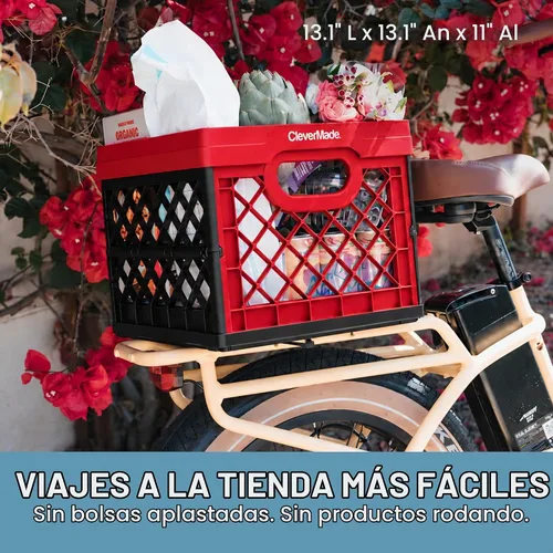 Vista 5 de CleverMade - Cajas de leche plegables para almacenamiento, 25 L, 1 paquete, 50 libras, color rojo