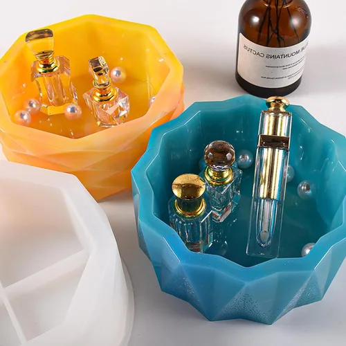 Vista 7 de Molde de silicona para macetas de hormigón a rayas origami para suculentas, jarrón, cemento, arcilla, yeso, epoxi, caja de almacenamiento