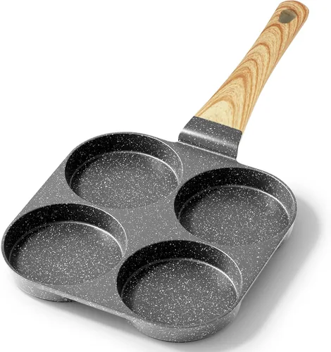 GiPP Sartén antiadherente para huevos, sartén de granito para tortilla de 4 tazas para el desayuno, sartén para panqueques con mango resistente al