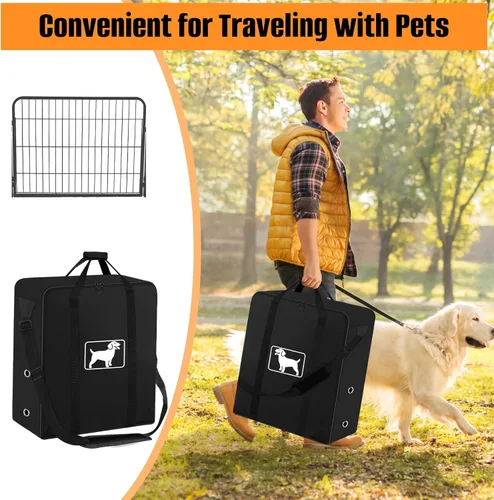 Vista 5 de Bolsa de almacenamiento para corralito para perros, se adapta a 8 paneles de 24 pulgadas de alto y 9 estacas, bolsa de viaje para valla de perro