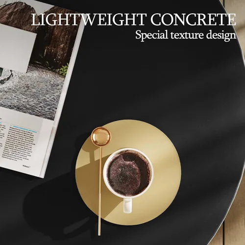 Vista 4 de UPHA Mesa auxiliar redonda de 28 pulgadas para exteriores, moderna mesa de patio de hormigón hueco, pequeña mesa minimalista baja para sala de Bronce