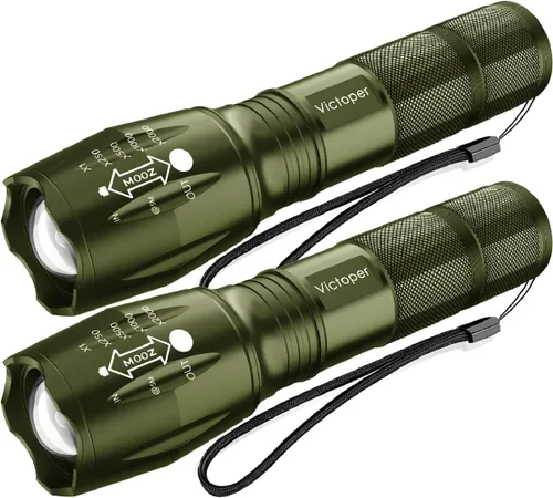 Vista 12 de Victoper Linterna recargable, luz de flash zoomable de 5 modos en titanio, linternas brillantes reales de 1500 lúmenes altos, linternas tácticas LED