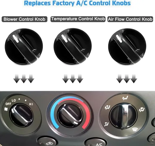 Vista 3 de Interruptor de perilla de control climático de CA – Juego de 3 – Reemplaza# 55905-0C010, 559050C010 Compatible con Toyota Tundra 2000, 2001, 2002