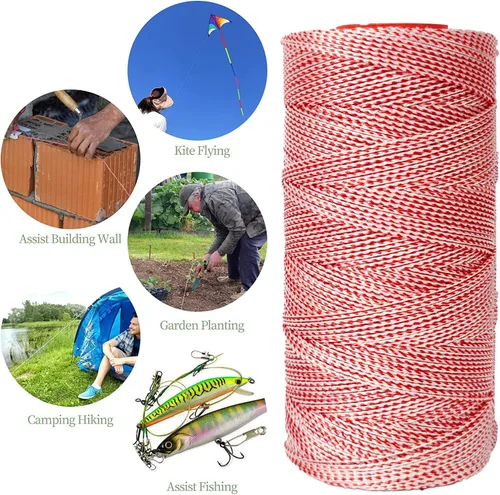 Vista 6 de Simxkai Línea Dacron roja y blanca Briadied para cometa voladora al aire libre, resistente a la abrasión (1000ft_120lb)