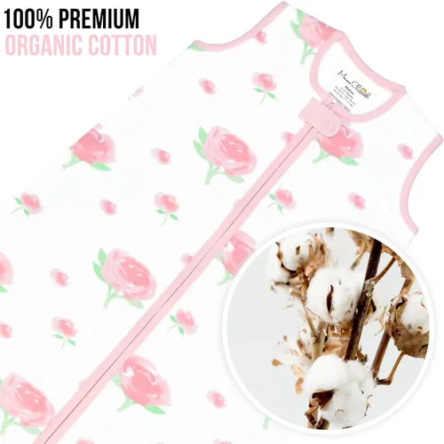 Vista 47 de Mama Cheetah Saco de dormir para bebé de 0.5 TOG, Manta portátil de algodón orgánico para bebé con cremallera bidireccional, Saco de dormir