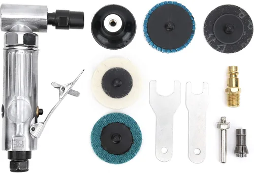 Vista 6 de Garosa Mini kit de amoladora neumática de ángulo recto 20000-25000rpm con discos Emery para pulidora de coche, trabajo de carrocería de automóvil