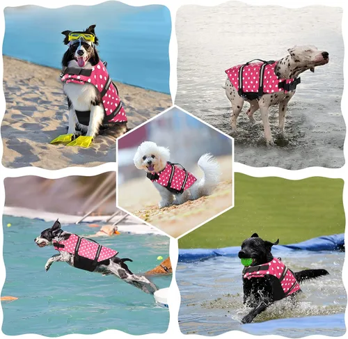 Vista 5 de Dogcheer Chaleco salvavidas para perro, tejido Ripstop, reflectante y ajustable, chaleco salvavidas para nadar en lancha, chaleco salvavidas
