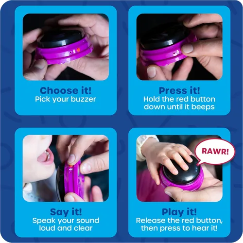 Vista 3 de Recursos de aprendizaje Timbres de respuesta grabables - Suministros imprescindibles en el aula, juguetes para niños, botón de efecto de sonido