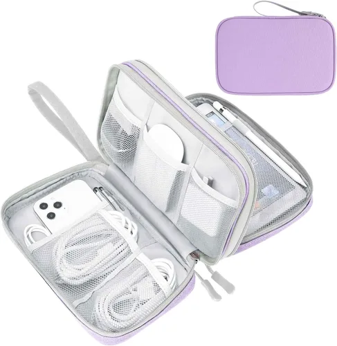 Vista 114 de FYY Organizador para accesorios electrónicos, para viajes, para cables, celular y cargadores, estuche portátil, impermeable, doble capa, bolsa