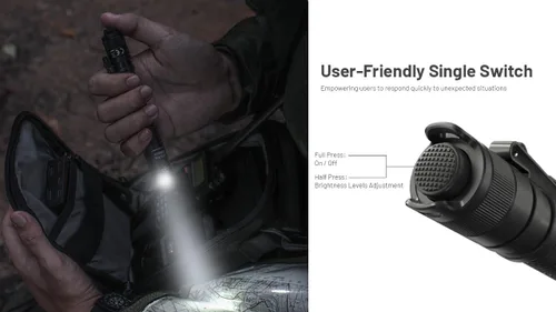 Vista 5 de Nitecore Linterna MT2A Pro EDC, 1000 lúmenes, haz de 279 yardas, recargable USB-C, doble potencia con compatibilidad AA, linterna delgada compacta e