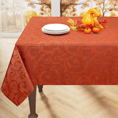 Vista 10 de misaya Mantel rectangular de Acción de Gracias, mantel de otoño jacquard impermeable, mantel de tela de damasco para decoración de cosecha