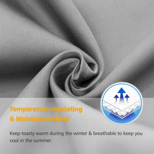 Vista 4 de Juego de 2 fundas de almohada de algodón gris con cremallera oculta, fundas de almohada ultra suaves con ribetes para un fácil cuidado, 600 hilos