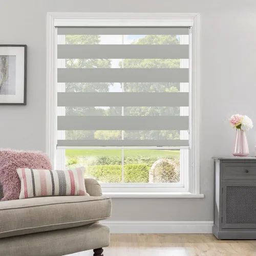 Vista 11 de ALLBRIGHT - Persianas de cebra blancas para ventanas de 20" x 64" para oficina en casa, persiana enrollable de doble capa para oscurecer