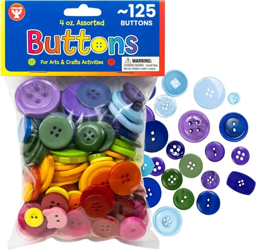 Vista 12 de 500 botones surtidos (aproximadamente) para manualidades – Contenedor a granel de 1 libra – Botones pequeños y grandes para coser, camisas, ropa