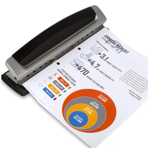 Vista 6 de Swingline - Perforadora para escritorio, Perforadora de agujeros, Precision Pro, ajustable, 2 a 3 agujeros, capacidad de 10 hojas, negro/gris (74038)