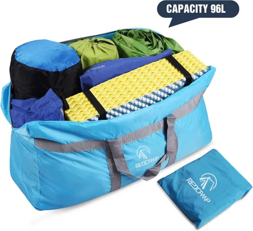 Vista 6 de REDCAMP Bolsa de viaje plegable, bolsa deportiva grande, 75L96L100L, bolsa de asas impermeable ligera