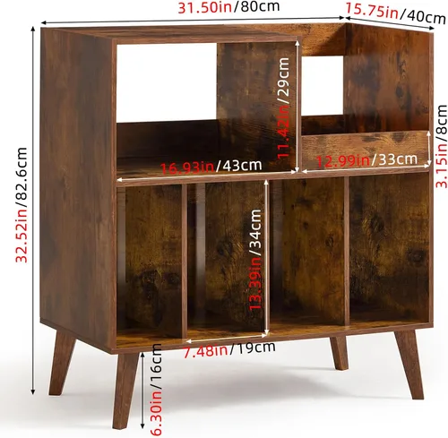 Vista 2 de LELELINKY Soporte grande para tocadiscos, soporte giratorio con almacenamiento, soporte para discos de vinilo con área de visualización, mesa