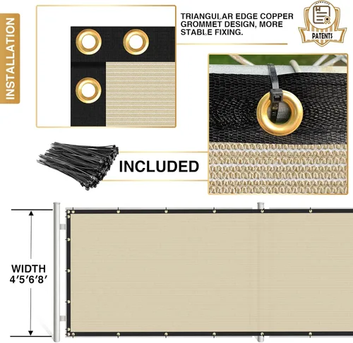 Vista 7 de Pantalla de Privacidad para Valla 4 x 1 Pies, Valla Resistente de Malla para Cubierta de Jardín al Aire Libre, Patio, Valla de Eslabón y Cadena