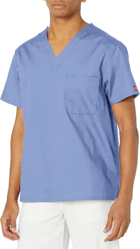 Dickies EDS Signature Scrubs for Women and Scrubs for Men, Unisex One Pocket V-Neck Top in Soft Brushed Poplin 83706