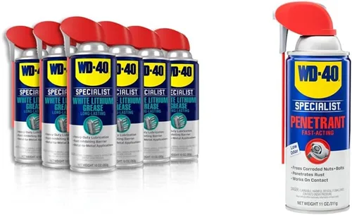 Vista 9 de WD-40 Specialist Spray de Grasa de Litio Blanco con Smart Straw que Rocía de 2 Formas, 10 OZ [Paquete de 6] & Specialist Lubricante Seco con Smart