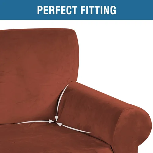 Vista 56 de H.VERSAILTEX Fundas de terciopelo elástico para sofá biplaza de 2 cojines para sala de estar, fundas de sofá con correas antideslizantes, terciopelo