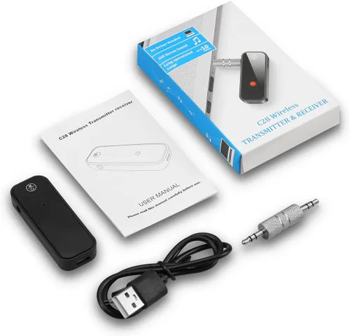 Vista 7 de ORIA Adaptador Bluetooth auxiliar para automóvil, receptor transmisor Bluetooth 2 en 1, receptor de audio inalámbrico con puerto auxiliar de 0.138