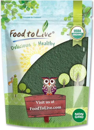 Food to Live Chlorella en polvo orgánico, 4 onzas, sin OMG, kosher, algas verdes crudas, superalimento vegano, a granel, proteína verde vegana pura,