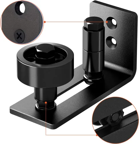 Vista 3 de Yahpetes Guía de piso ajustable para puerta corredera, color negro, 2 piezas