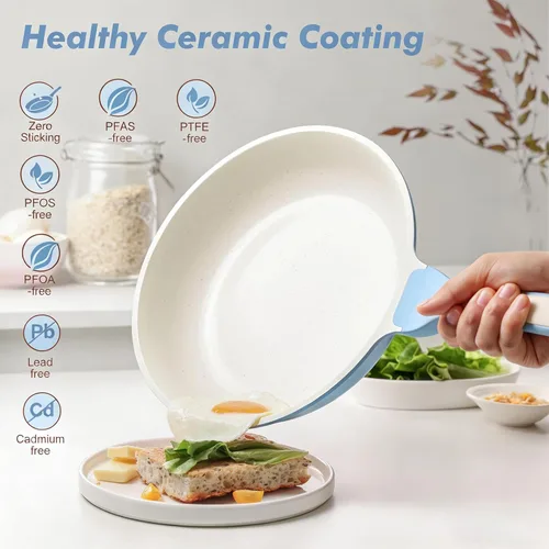 Vista 2 de SENSARTE - Sartén antiadherente de cerámica de 8 pulgadas, sartén saludable no tóxica, sartén para tortilla compatible con inducción con mango