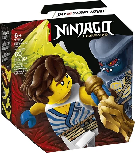 LEGO NINJAGO Epic Battle Set – Jay vs. Serpentine 71732 Building Kit; Ninja Playset Featuring Spinning Battle Toy, New 2021 (69 Pieces)