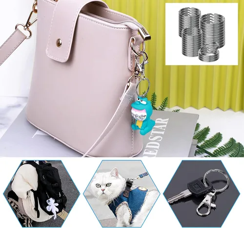 Vista 6 de Ruesious Round Key Rings,Keyring Split Ring Steel,Key Chain Ring Connectors,Circular Keychain,Key Rings Loops