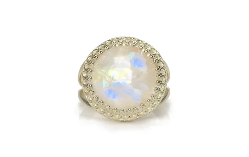 Vista 4 de Fine Moonstone Ring - Rainbow Moonstone in 925 Sterling Silver - Charming Handmade Moonstone Jewelry - Large Moonstone Ring for Every Occasion with