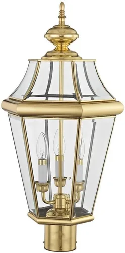 Vista 4 de Livex Lighting 2364-91 Georgetown - Farol de poste para exteriores, 3 luces, níquel cepillado