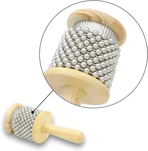 Vista 8 de Instrumento de madera de la percusión de la coctelera de la mano del estallido de Cabasa con los granos del metal