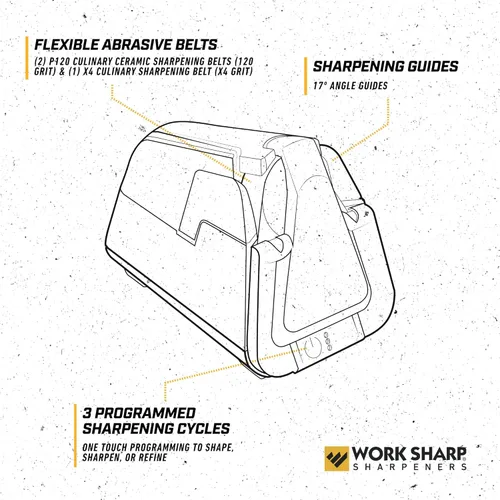 Vista 6 de Work Sharp Paquete de cocina, sacapuntas eléctrico profesional con varilla de pulido de cerámica