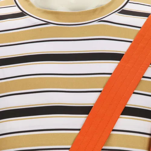 Vista 8 de Adults Costume Striped T-shirt Hat Straps Pants Outfit Halloween Cosplay Uniform Set