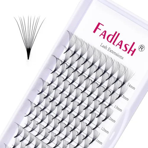 FADLASH Extensiones de pestañas postizas en abanico con base puntiaguda 10D, extensiones de pestañas postizas de tallo medio, extensiones de