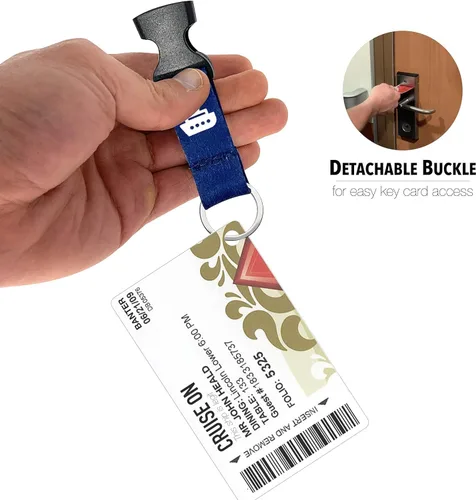 Vista 3 de Cordón de crucero de Cruise On para tarjetas de barco – Paquete de 2 con insignia retráctil y soporte impermeable para tarjetas de llave