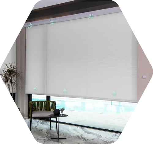 Vista 15 de Yoolax Persianas Celulares Motorizadas Compatibles con Alexa, Persianas Motorizadas Blackout Inteligentes de Panal para Ventanas, Persianas