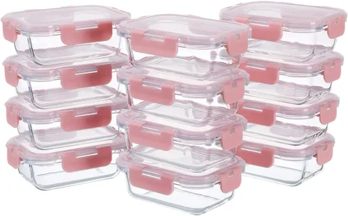 Vista 7 de GULFLIN Recipientes pequeños de vidrio para almacenamiento de alimentos de 24 piezas con tapas herméticas, juego de recipientes de preparación