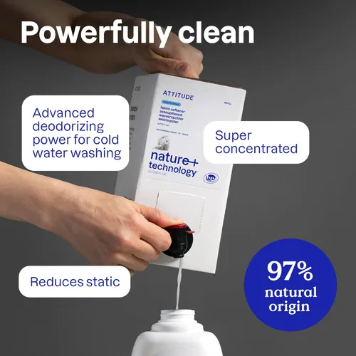Vista 3 de ATTITUDE Suavizante Líquido para Ropa, a Base de Plantas y Vegano, Compatible con HE, De Origen Natural, Aroma a Cítricos, 40 Cargas, 33.8 Fl Oz