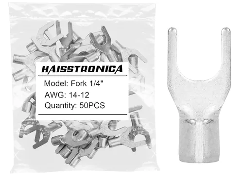 Vista 37 de haisstronica Conectores de cable no aislados, 30 terminales de horquilla de 1/4 ", kit de cobre con costura soldada AWG 8