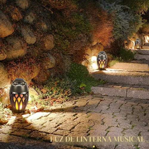 Vista 3 de Altavoces Bluetooth para exteriores, altavoz inalámbrico con altavoz de llama LED, diseño impermeable IPx5, lámpara de llama LED Bluetooth 5.0