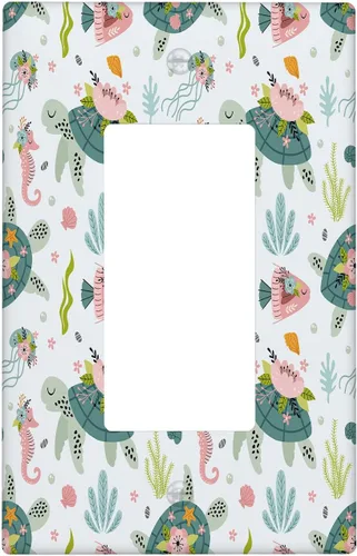 Vista 10 de Baby Turtle - Cubierta decorativa de pared para interruptor de luz de palanca de 1 banda, lindas tortugas subacuáticas, placa frontal eléctrica