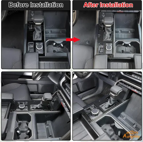 Vista 127 de Aunginsy Marco para panel de cambio de marchas con caja de almacenamiento Compatible con Toyota Tundra/Sequoia 2022-2024 2025 Protector contra
