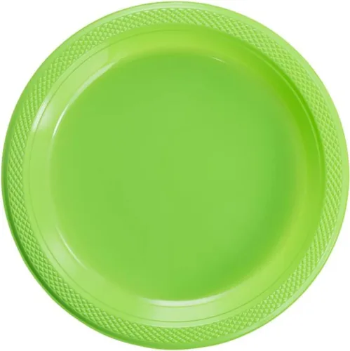 Vista 2 de Exquisite Platos de plástico verde lima de 9 pulgadas, 50 unidades, platos desechables redondos de color sólido, platos de fiesta verde lima