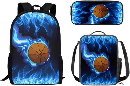 Biyejit Juego de bolsas escolares para niños, incluye bolsa de hombro, bolsa de almuerzo, soporte para bolígrafos, organizador de 3 piezas,