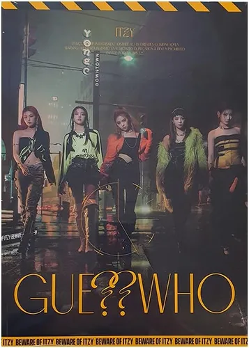 JYP Ent ITZY Guess Who Mini Album [Night Version] CD, Photobook, Photocards, Postcard Set, Hidden Card, Mini Folding Poster, Sticker Pack,