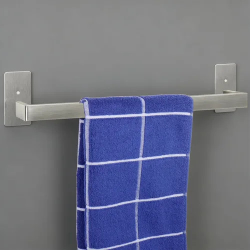 Vista 8 de Barra de Toalla de Baño Autoadhesiva, Toallero sin Perforación Fácil de Instalar, Soporte de Toalla de Mano Hecho de Acero Inoxidable Premium